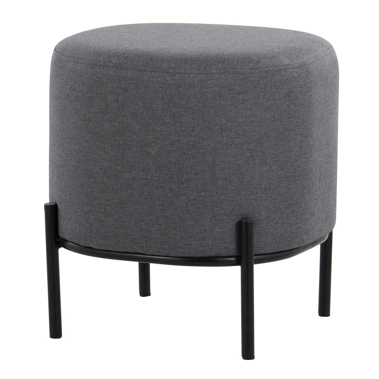 Daniella - Contemporary Foot Stool - Black Metal And Gray Fabric