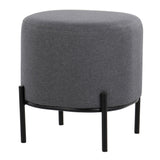Daniella - Contemporary Foot Stool - Black Metal And Gray Fabric