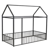 Metal Bed House Bed Frame With Fence