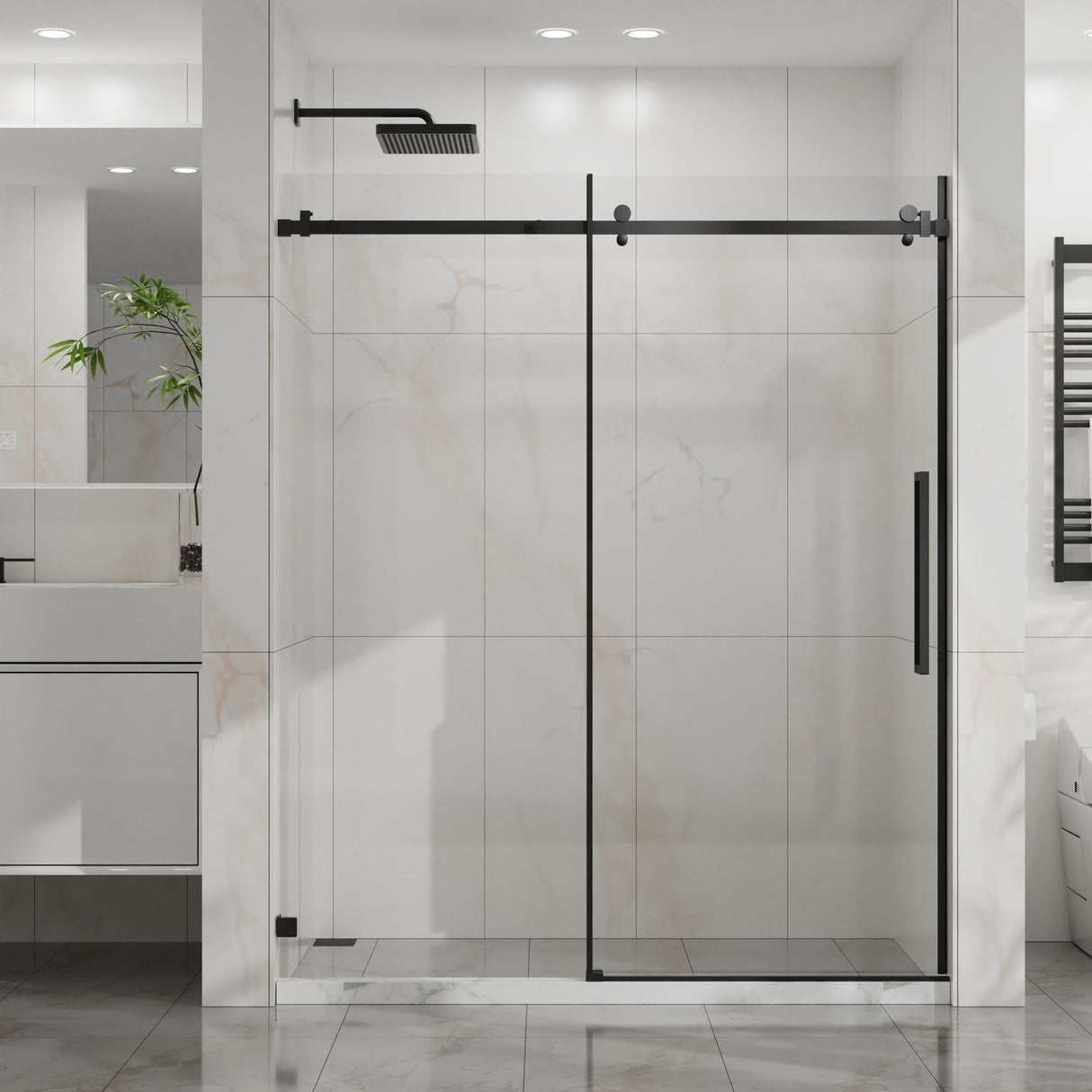 Frameless Tub Sliding Shower Door With Easy Clean Coating