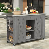 Outdoor Kitchen Island With Stainless Steel Top, Ample Storage Space, Towel And Spice Racks And A Bottle Opener