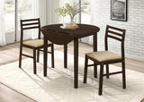 Bucknell - 3 Piece Round Drop Leaf Dining Table Set