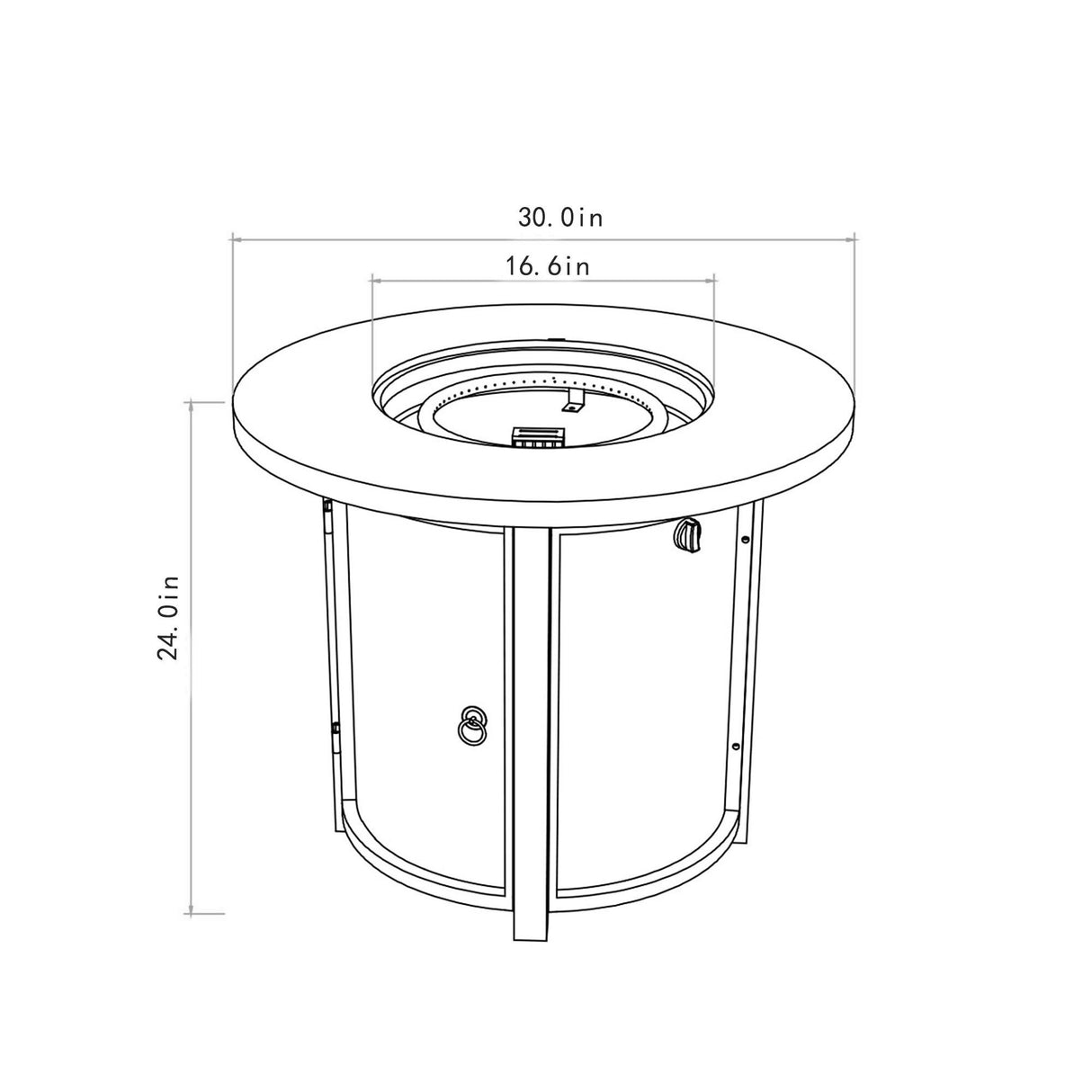 30" Propane Round Fire Table 40000Btu Propane Fire Pit Table - Black