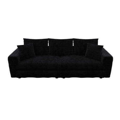 Plush Corduroy 4 Seat Sofa, Modern Comfy Upholstered Sofa Cloud Couch, Deep Seat Couches With Soft Pillows