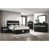 Modern Bedroom Set With Upholstered Headboard And Textured Storage