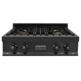 ZLINE Kitchen Package with 30 in. Black Stainless Steel Rangetop and 30 in. Over The Range Microwave with Modern Handle (2KP-RTBOTR30) - (2KPRTBOTR30) -