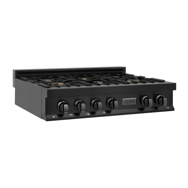 ZLINE Kitchen Package with 36 in. Black Stainless Steel Rangetop and 36 in. Convertible Range Hood (2KP-RTBRH36) - (2KPRTBRH36) -
