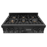 ZLINE Kitchen Package with 36 in. Black Stainless Steel Rangetop and 36 in. Convertible Range Hood (2KP-RTBRH36) - (2KPRTBRH36) -