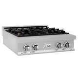 ZLINE Kitchen Package with 30 in. Satin Stainless Steel Rangetop and 30 in. Over The Range Microwave with Modern Handle (2KP-RTSOTR30) - (2KPRTSOTR30) -