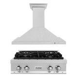 ZLINE Kitchen Package with 30 in. Satin Stainless Steel Rangetop and Convertible Range Hood (2KP-RTSRH30) - (2KPRTSRH30) -