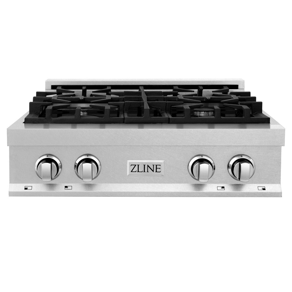 ZLINE Kitchen Package with 30 in. Satin Stainless Steel Rangetop and Convertible Range Hood (2KP-RTSRH30) - (2KPRTSRH30) -