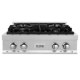 ZLINE Kitchen Package with 30 in. Satin Stainless Steel Rangetop and Convertible Range Hood (2KP-RTSRH30) - (2KPRTSRH30) -