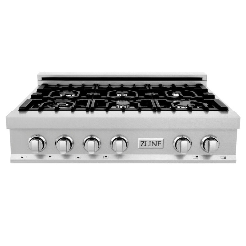 ZLINE Kitchen Package with 36 in. Satin Stainless Steel Rangetop and Convertible Range Hood (2KP-RTSRH36) - (2KPRTSRH36) -
