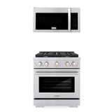 ZLINE 30 in. Kitchen Package Stainless Steel Gas Range and Over The Range Microwave with Modern Handle (2KP-SGROTR30) - (2KPSGROTR30) -