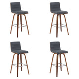 Vienna - Modern Swivel Bar Height Stool - Walnut Finished Wood Frame