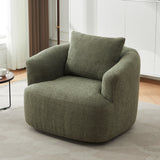 360° Swivel Barrel Sofa Chair With Throw Pillow, Chenille Upholstered Accent Chair