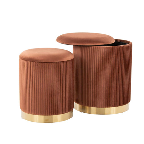 Marla - Nesting Pleated Ottoman Set