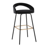 Grotto - Upholstered Fixed-Height Barstool - Black Metal