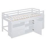 Loft Bed With 4 Drawers, Underneath Cabinet And Shelves