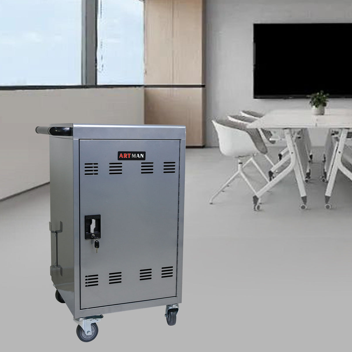 Mobile Charging Cart Station For Chromebook, Tablet And Laptop Computer With Power Strip Included