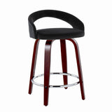 Grotto - Upholstered Fixed-Height Counter Stool With Mahogany Wood Base (Set of 2)