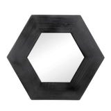 Hexagon Mirror With Natural Wood Frame, Wall Decor For Living Room Bathroom Hallway
