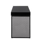 Drift - Contemporary Upholstered Desk - Black Steel, Black Wood And Silver Velvet