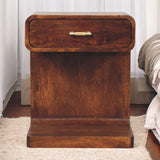 T Bar Rounded Bedside Table - Dark Brown