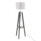 Compass - Mid Century Modern Floor Lamp With Shelf