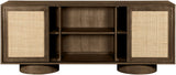 Windsor - Solid Wood And Brown Cane Sideboard / Buffet With Cylindrical Legs - Brown