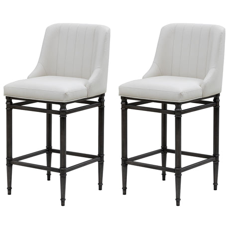 Marvin - Steel Frame Faux Leather Upholstered Counter Height Barstool