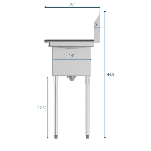30 in. One Compartment Stainless Steel Commercial Sink with 2 Drainboards, Bowl Size 10" x 14" x 10" SA101410-10B3.
