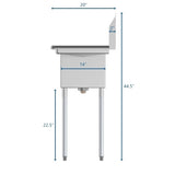 30 in. One Compartment Stainless Steel Commercial Sink with 2 Drainboards, Bowl Size 10" x 14" x 10" SA101410-10B3.