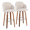 Dahlia - Contemporary Fixed-Height Barstool (Set of 2) - Walnut Wood, Chrome Footrest