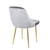 Marcel - 34" Dining Chair (Set of 2) - Gold Frame And Blue Velvet Fabric