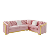 L Shaped Chesterfield Sectional Sofa With Stainless Steel Accents