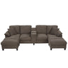 Modern U - Shaped Sectional Sofa With Storage Ottomans, USB Ports, And Cup Holders