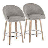 Matisse - 26" Highback Fixed-Height Counter Stool With Swivel And Round Chrome Metal Footrest (Set of 2) - Light Gray Wood