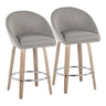 Matisse - 26" Highback Fixed-Height Counter Stool With Swivel And Round Chrome Metal Footrest (Set of 2) - Light Gray Wood
