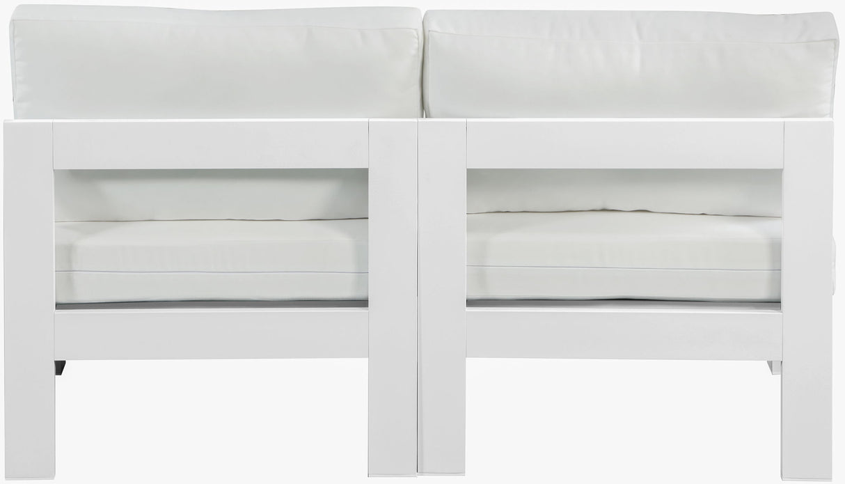 Nizuc - Outdoor Patio 2 Seat Armless Modular Sofa With White Frame