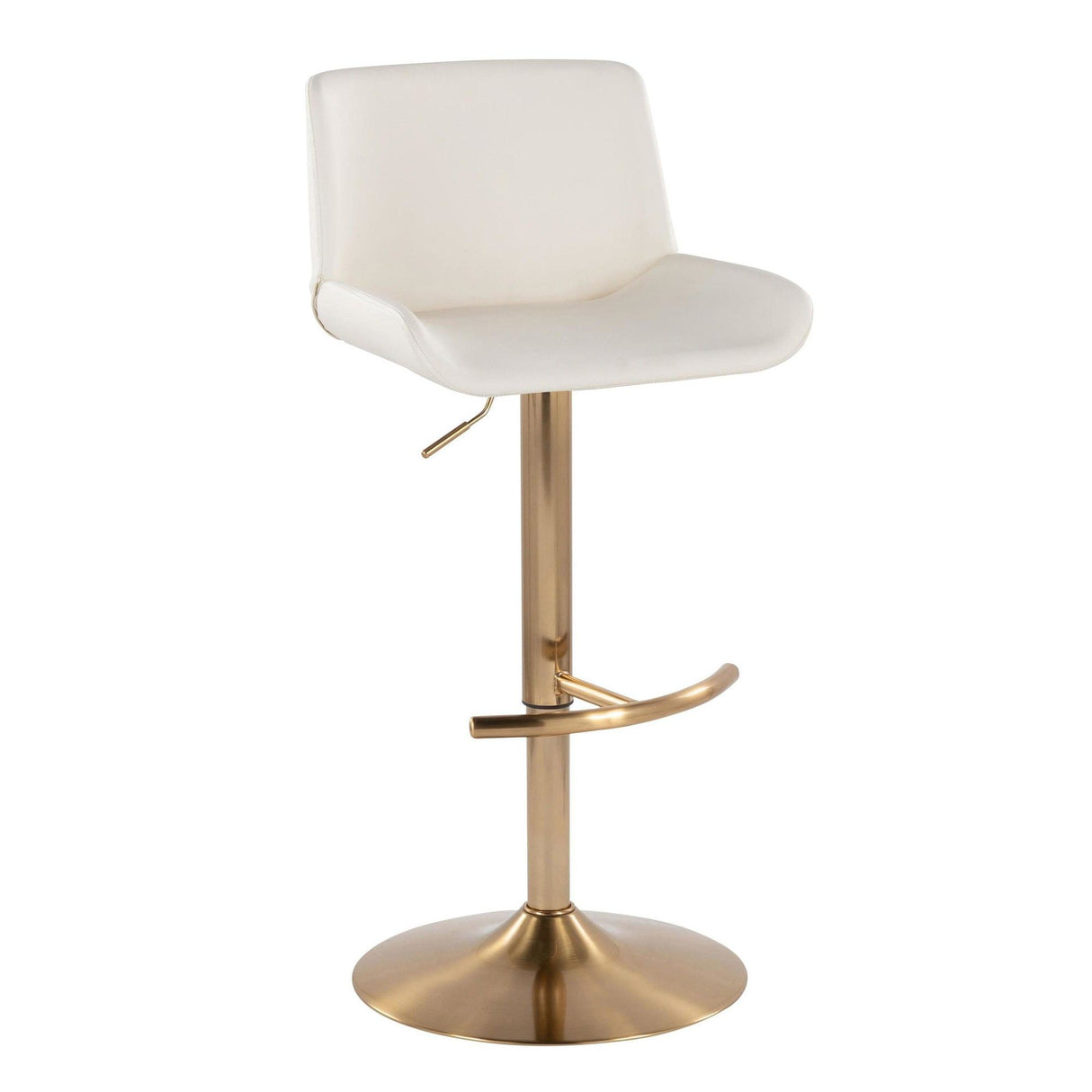 Santi - Upholstered Adjustable Barstool With Swivel And Rounded T Footrest (Set of 2) - Gold Metal