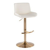 Santi - Upholstered Adjustable Barstool With Swivel And Rounded T Footrest (Set of 2) - Gold Metal