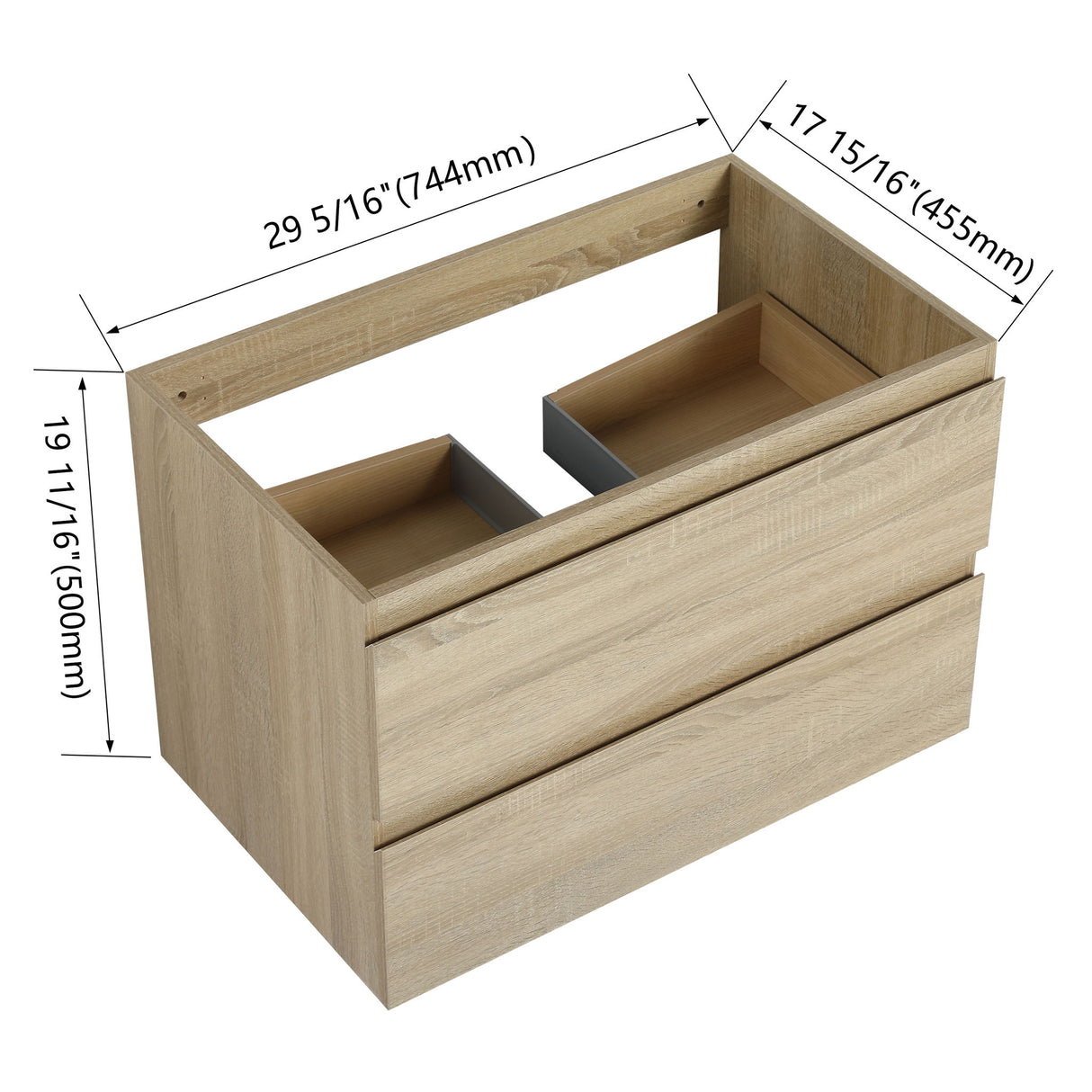 Wall Mounted Bathroom Vanity Cabinet, Soft Close Drawers (Vanity Only)