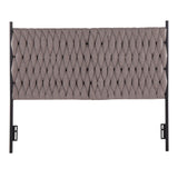 Matisse - Braided Queen Size Headboard - Black Metal And Gray Fabric