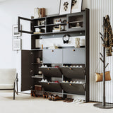 On Trend Multifunctional Tipping Bucket Shoe Cabinet With Storage Shelf & 6 Flip Drawers