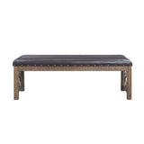 Raphaela - Bench - Black Synthetic Leather & Weathered Cherry