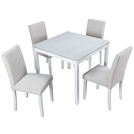 Dining Table Set With Crystal Decoration And Upholstered Chairs