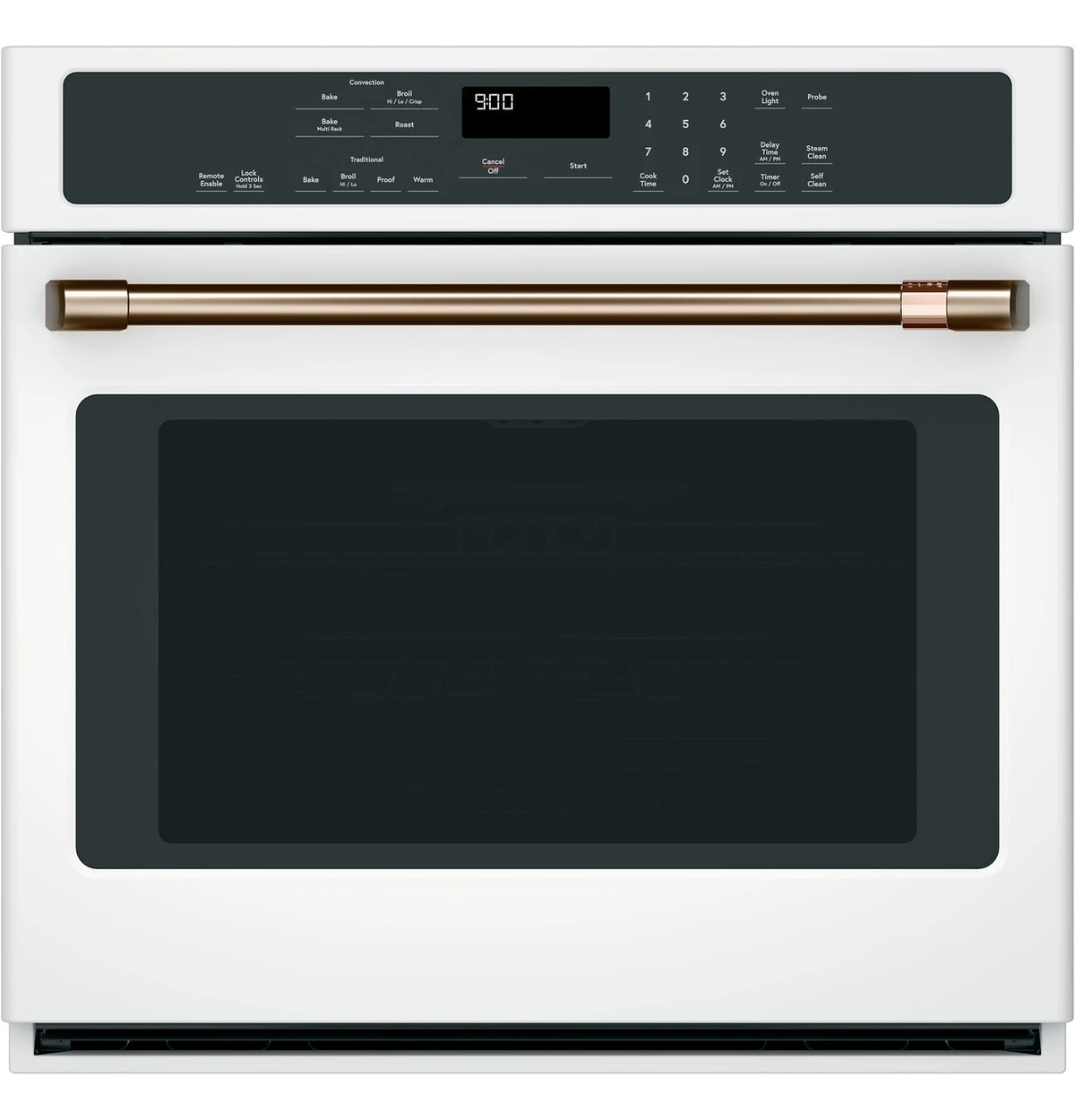 Café CTS90DP4MW2 30 inch smart single wall oven in matte white, front view