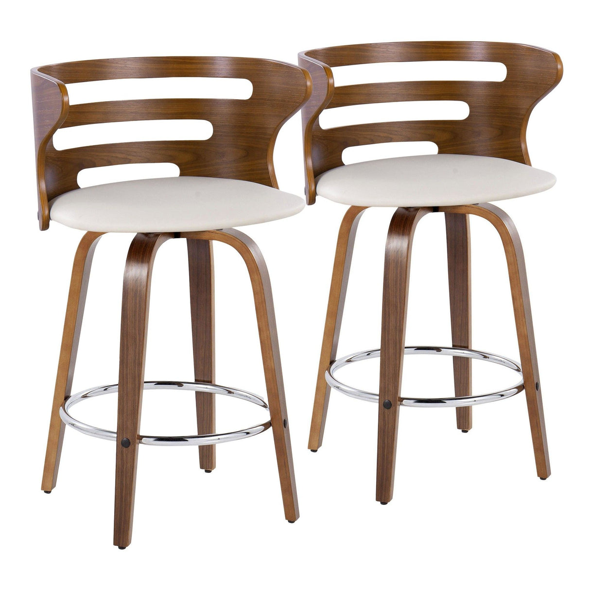 Cosi - Fixed-Height Swivel Barstool (Set of 2) - Walnut Frame