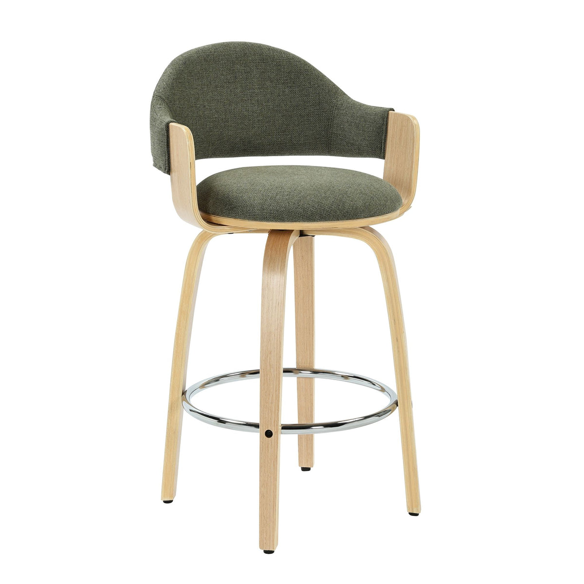 Daxton - Swivel Bar Height Round Back Wood Bar Stool With Faux Leather Seat